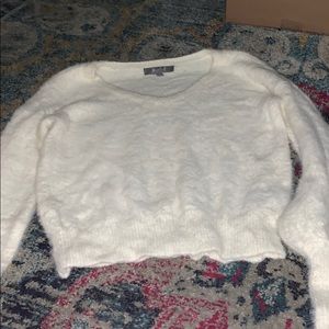 White fuzzy sweater